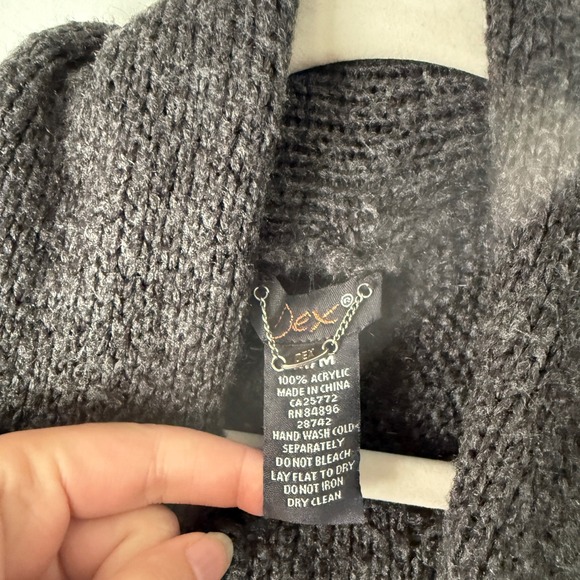 Dex Gray Knit Button Front Shawl Cardigan‎ Sweater Medium M Lagen Artsy Boho - Picture 4 of 7